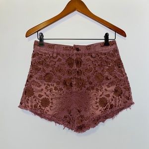 Free people high waisted denim flower short